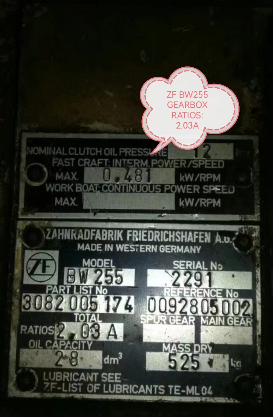 ZF BW255GEARBOXRATIOS2.03A